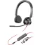 HP Poly Blackwire C3325-M On Ear headset Vezetékes Stereo Fekete mikrofon zajelnyomás Headset, Hangerő szabályozás, Mikrofon némítás Számítógép