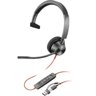   HP Poly Blackwire C3310-M On Ear headset Vezetékes Mono Fekete mikrofon zajelnyomás, Noise Cancelling Headset, Hangerő szabályozás, Mikrofon némítás Számítógép