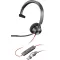 HP Poly Blackwire C3310-M On Ear headset Vezetékes Mono Fekete mikrofon zajelnyomás, Noise Cancelling Headset, Hangerő szabályozás, Mikrofon némítás Számítógép