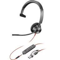   HP Poly Blackwire C3315-M On Ear headset Vezetékes Mono Fekete mikrofon zajelnyomás, Noise Cancelling Headset, Hangerő szabályozás, Mikrofon némítás Számítógép