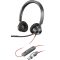 HP Poly Blackwire C3320 On Ear headset Vezetékes Stereo Fekete mikrofon zajelnyomás Headset, Hangerő szabályozás, Mikrofon némítás Számítógép