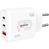   Skross Power Charger 65W PD GaN EU USB-s töltőkészülék 65 W 1x USB-A, 2x USB-C® Power Delivery Fehér Beltér
