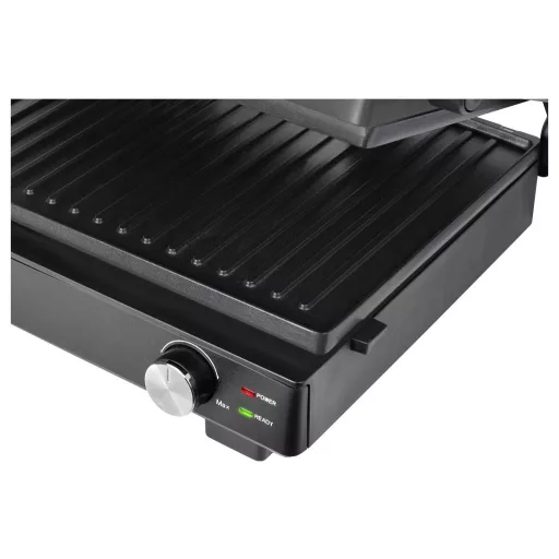 BiKitchen grill 200 Kontakt grill Elektromos Visszajelző lámpa, Összehajtható, fokozatmentes hőmérséklet szabályozó Fekete