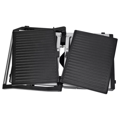 BiKitchen grill 200 Kontakt grill Elektromos Visszajelző lámpa, Összehajtható, fokozatmentes hőmérséklet szabályozó Fekete