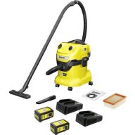   Kärcher Home & Garden WD 4-18 Dual Battery Set 1.628-601.0 Akkus nedves-/száraz porszívó 380 W 20 l 2 akkuval, töltővel, Vezeték nélküli