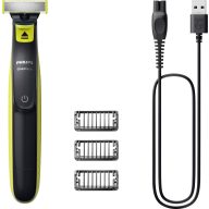   Philips OneBlade Szakállvágóó, Hajvágó, Tesztszőrzet nyíró, Precíziós trimmer, Borotva Lemosható, USB-s töltés funkció lime green, Szürke