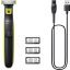 Philips OneBlade Szakállvágóó, Hajvágó, Tesztszőrzet nyíró, Precíziós trimmer, Borotva Lemosható, USB-s töltés funkció lime green, Szürke