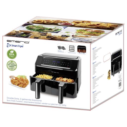 EMERIO AF-130376.1 Dupla fritőz 7.2 l 2400 W Időzítő funkció Fekete