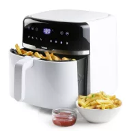   DOMO DO1148FR Forrólevegős fritőz 8 l Túlhevülés elleni védelem, Időzítő funkció, Kijelzővel, Tapadásmentes bevonat Fehér