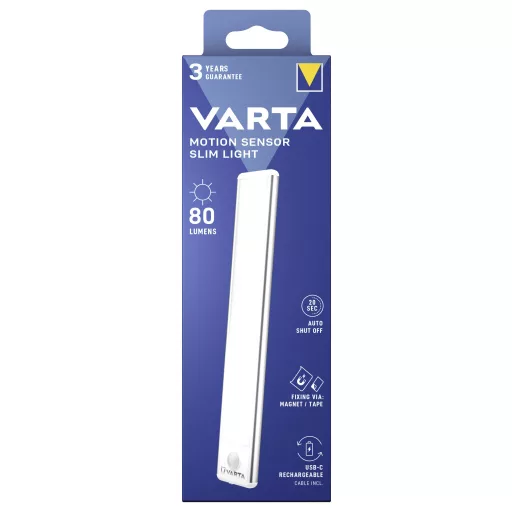 Varta 17624101111 Motion Sensor Slim Light Rechargeable Box Hordozható kis lámpa mozgásjelzővel Fehér