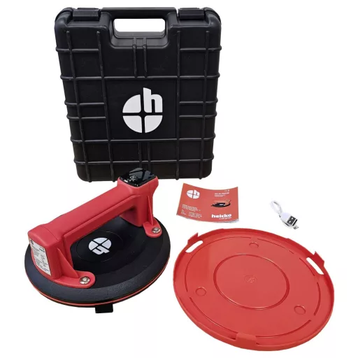 Heicko PH618A 1 fejes szívóemelő beépített elektromos vákuumszivattyúval és vákuum kijelzővel, tároló tokkal, Ø 200 mm Tartóerő (max.) 150 kg