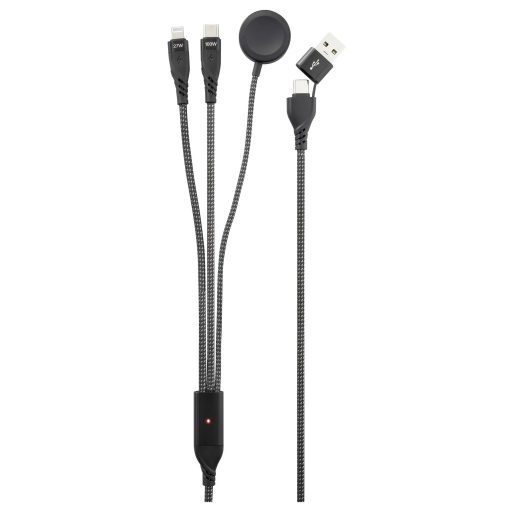 Renkforce USB töltőkábel USB 2.0 USB-A dugó, USB-C® dugó, Apple Lightning dugó, USB-C® dugó, mágneses csatlakozó 1.20 m Fekete Anyag köpeny RF-6691602