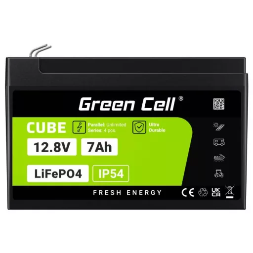 Green Cell CUBE LiFePO4 Speciális akku LiFePo tömb Laposérintkezős dugó Lítiumion 12.8 V 7 Ah 1 db