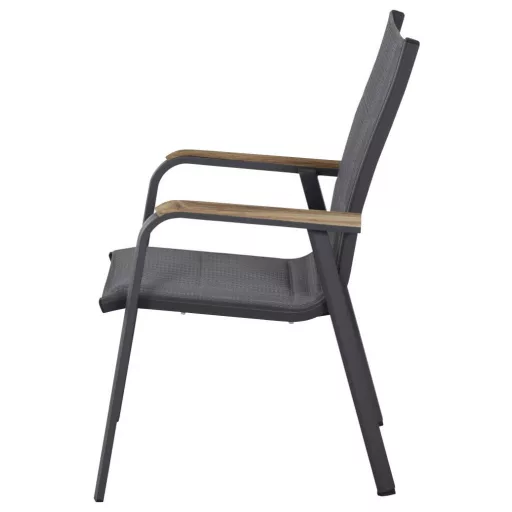Siena Garden Tesoro N40078 Kerti szék Alumínium, Teakfa Antracit (matt), Szürke, Natúr