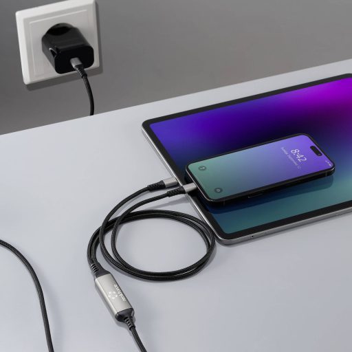 Renkforce USB-C® Y-kábel USB 2.0 USB-C® dugó 1.50 m Fekete RF-6721084