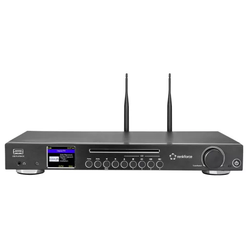 Renkforce RF-DAB-IR1702 CD-s internetrádió DAB+, FM, Internet CD, Bluetooth®, DLNA, WLAN, Internetrádió Táviránytóval Fekete