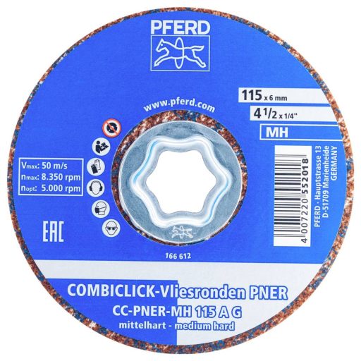 PFERD TOOLS 47700202 PFERD COMBICLICK préselt gyapjú blank CC PNER Ø 115 mm közepesen kemény A durva felületre  115 mm 5 db