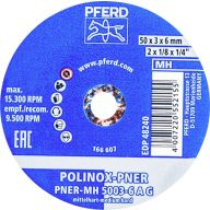   PFERD TOOLS 47700208 PFERD POLINOX préselt gyapjú kerék PNER Ø 50x3 mm furat Ø 6 mm közepesen kemény A durva felületre  50 mm 10 db