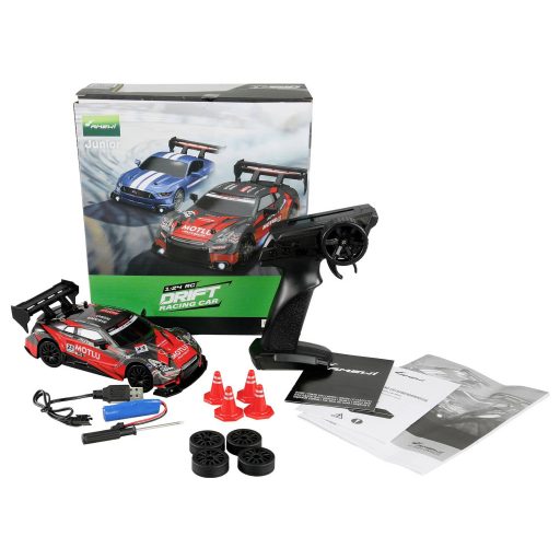 Amewi 21112 Drift Racing Car 1:24 RC kezdő modellautó Elektro Sportkocsi 4WD Akkuval és töltőkábellel, Fényeffekttel