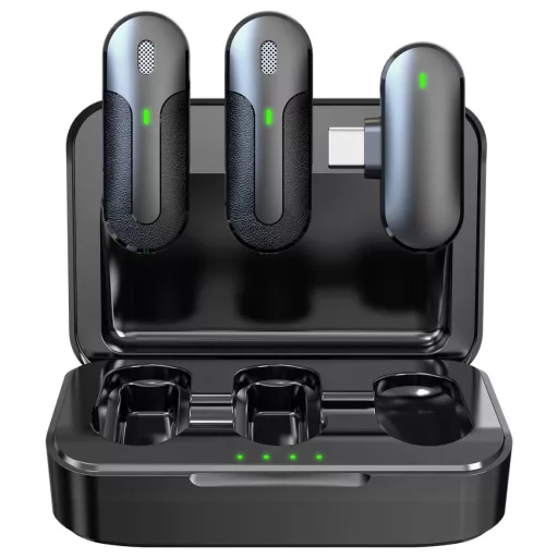 Technaxx TX-301 Rátűzhető Vezeték nélküli mikrofon készlet Átviteli mód:Rádiójel vezérlésű Rádiójel vezérlésű, 2,4 GHz, USB-C® Rádiójel vezérlésű Szürke