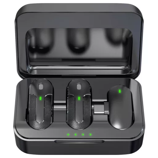 Technaxx TX-301 Rátűzhető Vezeték nélküli mikrofon készlet Átviteli mód:Rádiójel vezérlésű Rádiójel vezérlésű, 2,4 GHz, USB-C® Rádiójel vezérlésű Szürke