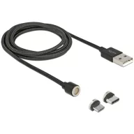   Delock USB kábel USB 2.0 USB-A dugó, USB-C® dugó, USB mikro B dugó 1.10 m Fekete 85723