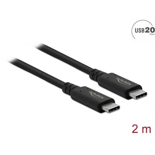 Delock USB C kábel USB-C® dugó, USB-C® dugó 2.00 m Fekete 86980