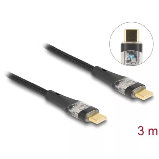Delock USB C kábel USB 2.0 USB-C® dugó, USB-C® dugó 3.00 m Fekete 80765
