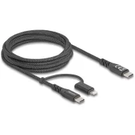  Delock USB C kábel USB-C® dugó, USB-C® dugó, Apple Lightning dugó 2.00 m Fekete 81171