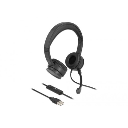 Delock 27180 On Ear headset Vezetékes Fekete Headset Telefon