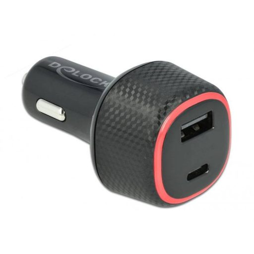 Delock 64108 USB-s töltőkészülék 63 W 1x USB-C®, 1x USB-A Quick Charge, Power Delivery Fekete Személygépkocsi, Tehergépjármű Gyorstöltő