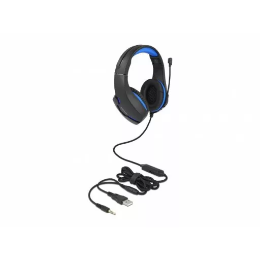 Delock 27182 On Ear headset Vezetékes Fekete, Kék mikrofon zajelnyomás Headset Gamer