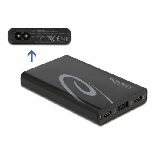 Delock 41453 USB-s töltőkészülék USB-C®, USB-A Power Delivery Fekete Aljzat dugó USB Power Delivery (USB-PD), Túláramvédelem, Gyorstöltő