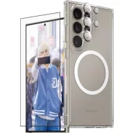   PanzerGlass CARE Flagship 3-in-1 Tok + védőüveg készlet Samsung Galaxy S25 Ultra Átlátszó Induktív töltés, Ütésálló CRRCHNUG38488