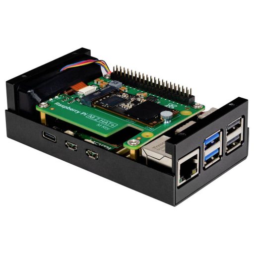 Joy-it ALU CASE for Pi5+M2 HAT / AI Kit SBC ház Alkalmas: Raspberry Pi® 5 B Aktív hűtővel Fekete