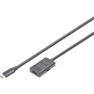   Digitus USB C kábel USB 3.2 Gen1, USB 3.2 Gen1, USB 3.0 USB-C®, USB-C® alj, USB-C® dugó 5.00 m Fekete aktív, jelerősítéssel, Kétoldalt használható dugó, Kettős