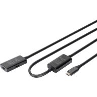   Digitus USB C kábel USB 3.2 Gen1, USB 3.2 Gen1, USB 3.0 USB-C®, USB-C® alj, USB-C® dugó 10.00 m Fekete aktív, jelerősítéssel, Kétoldalt használható dugó,