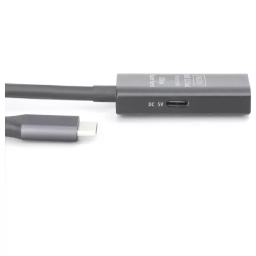 Digitus USB kábel USB 3.2 Gen1, USB 3.2 Gen1, USB 3.0 USB-C®, USB-C® dugó, USB-A alj 5.00 m Fekete aktív, jelerősítéssel, Kétoldalt használható dugó, Kettős
