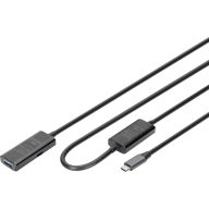   Digitus USB kábel USB 3.2 Gen1, USB 3.2 Gen1, USB 3.0 USB-C®, USB-C® dugó, USB-A alj 10.00 m Fekete aktív, jelerősítéssel, Kétoldalt használható dugó, Kettős