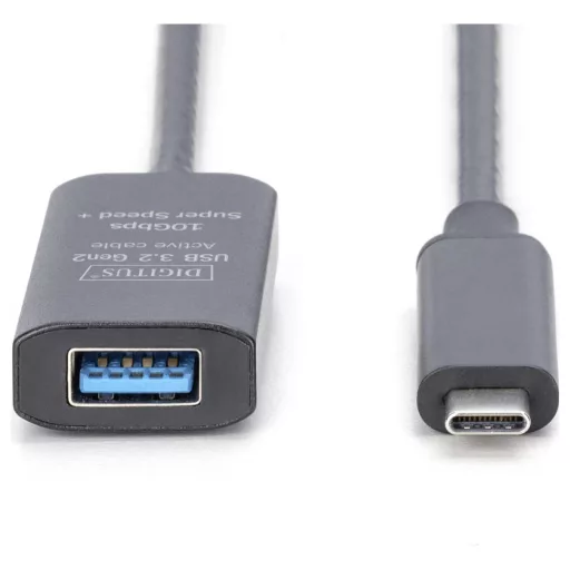 Digitus USB kábel USB 3.2 Gen2, USB 3.2 Gen2, USB 3.2 Gen1, USB 3.2 Gen1, USB 3.1 Gen2, USB 3.1 Gen1, USB 3.0 USB-C®, USB-C® dugó, USB-A alj 5.00 m Fekete