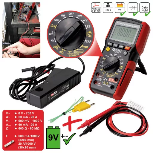 KS Tools Digital Multimeter inkl. Prüfspitzen 117.0215 Asztali multiméter