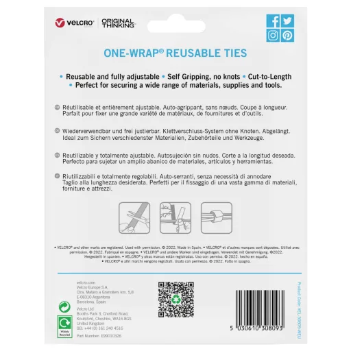 VELCRO® Univerzális Tépőzár Kötegeléshez Bolyhos és horgos fél (H x Sz) 15 m x 3 cm Fekete 15 m