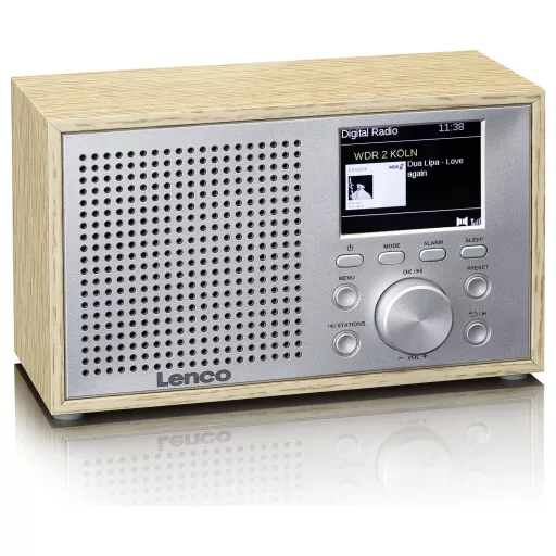 Lenco DAR-017WH Asztali rádió DAB+, FM Rádiójel vétel, Bluetooth® Ébresztő funkció Tölgy