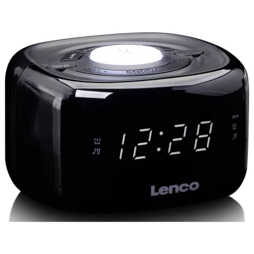 Lenco CR-12BK - FM-Radiowecker mit Nachtlicht - Schwarz Rádiós ébresztőóra