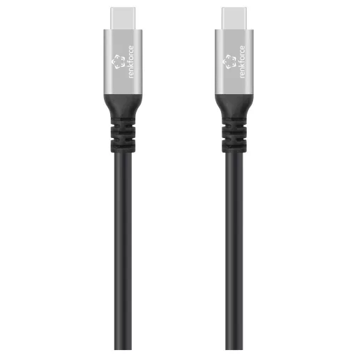 Renkforce USB C kábel USB4™ USB-C® dugó, USB-C® dugó 1 m Fekete Alumínium dugó, Szilikon, Nagy rugalmasságú, 8K UHD RF-6805036