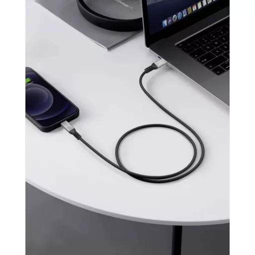 Renkforce USB C kábel USB4™ USB-C® dugó, USB-C® dugó 1 m Fekete Alumínium dugó, Szilikon, Nagy rugalmasságú, 8K UHD RF-6805036