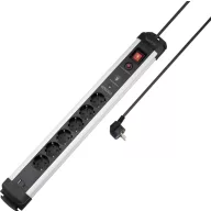   Sygonix SY-6805674 Túlfeszültség ellen védő elosztó 6 részes Fekete, ezüst Védőérintkezős 1 db