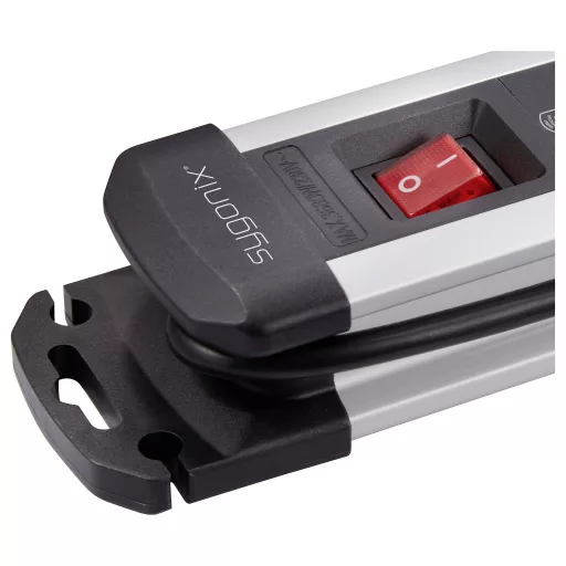 Sygonix SY-6807134 Túlfeszültség ellen védő elosztó 8 részes Fekete, Ezüst Védőérintkezős 1 db