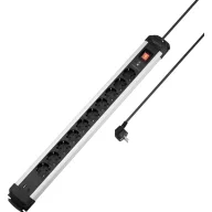   Sygonix SY-6807136 Túlfeszültség ellen védő elosztó 10 részes Fekete, ezüst Védőérintkezős 1 db