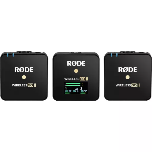 Rode Wireless GO II Rátűzhető Beszéd mikrofon Átviteli mód:USB Táskával, Szélvédővel, Vezetékkel Mikrofon TRS (3.5 mm jack) USB Fekete